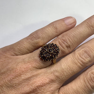 Vintage Garnet Cluster Ring in 14k Yellow Gold. January Birthstone. 2 Year Anniversary Gift. - Scotch Street Vintage
