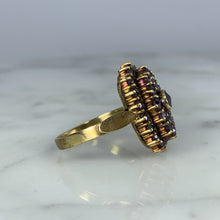 Load image into Gallery viewer, Vintage Garnet Cluster Ring in 14k Yellow Gold. January Birthstone. 2 Year Anniversary Gift. - Scotch Street Vintage