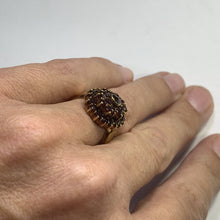 Load image into Gallery viewer, Vintage Garnet Cluster Ring in 14k Yellow Gold. January Birthstone. 2 Year Anniversary Gift. - Scotch Street Vintage