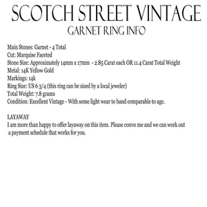 Vintage Garnet Cluster Statement Ring. 14k Yellow Gold. January Birthstone. 2 Year Anniversary. - Scotch Street Vintage