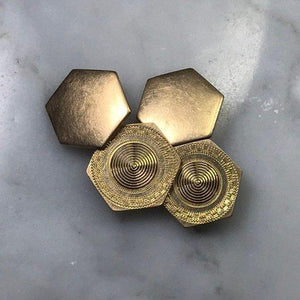 Vintage Genuine Gold Filled Hexagon Etched Cufflinks. Gift for Him. Grooms Gift. Cuff Links. - Scotch Street Vintage