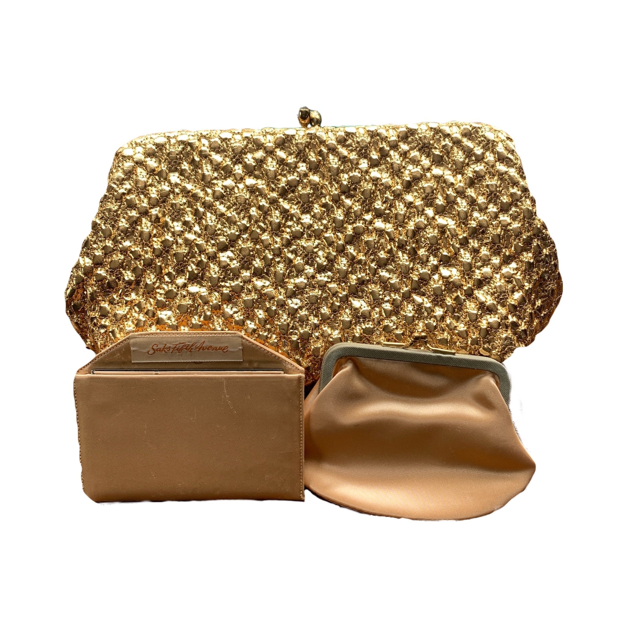 1960s Shiny Gold Vintage Clutch Bag