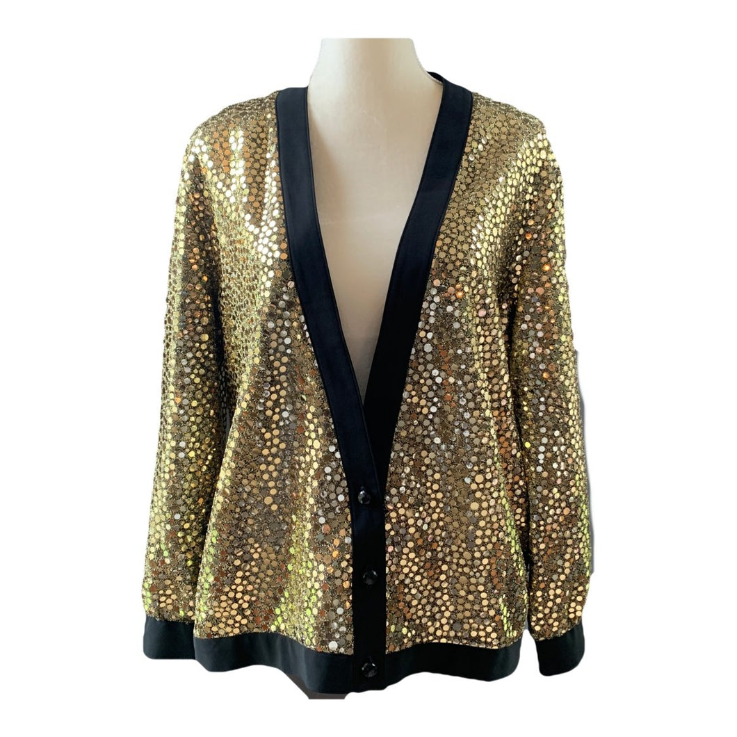 Vintage Gold Sequin Cardigan or Jacket by Edith Flagg's Three Flaggs Vintage Fashion. - Scotch Street Vintage