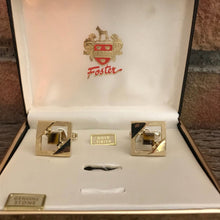 Load image into Gallery viewer, Vintage Gold Tone Genuine Tigers Eye Cufflinks by Foster. Gift for Him. Grooms Gift. Cuff Links. - Scotch Street Vintage