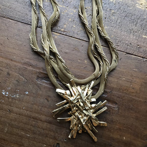 Vintage Gold Tone Mesh Rope Necklace by Hattie Carnegie. So Long Wear 5+ Ways! - Scotch Street Vintage