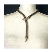 Load image into Gallery viewer, Vintage Gold Tone Snake Necklace by Whiting Davis. Adjustable Choker Lariat or Princess Pendant. - Scotch Street Vintage