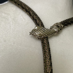 Vintage Gold Tone Snake Necklace by Whiting Davis. Adjustable Choker Lariat or Princess Pendant. - Scotch Street Vintage