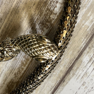 Vintage Gold Tone Snake Necklace by Whiting Davis. Adjustable Choker Lariat or Princess Pendant. - Scotch Street Vintage