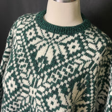 Load image into Gallery viewer, Vintage Green Fair Isle Sweater by United Colors of Benetton. Trending Fall Fashion. Ski Slope Style. - Scotch Street Vintage