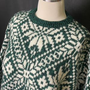Vintage Green Fair Isle Sweater by United Colors of Benetton. Trending Fall Fashion. Ski Slope Style. - Scotch Street Vintage