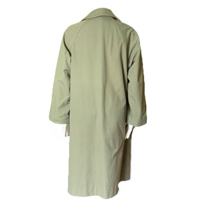 Vintage Green Trench Coat by Bonnie Cashin with Tan Wool Lining. Oversized Utilitarian Style. - Scotch Street Vintage