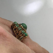 Load image into Gallery viewer, Vintage Green Turquoise Cluster Ring. Unique Engagement Ring. Estate Jewelry. December Birthstone. - Scotch Street Vintage