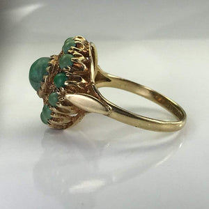 Vintage Green Turquoise Cluster Ring. Unique Engagement Ring. Estate Jewelry. December Birthstone. - Scotch Street Vintage