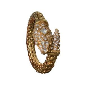 Vintage Kenneth J Lane Snake bracelet. Gold Tone Wrap Bracelet with Rhinestones. Estate Jewelry. - Scotch Street Vintage