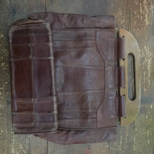 Load image into Gallery viewer, Vintage Leather Boho Satchel. Cognac Brown Leather. Wood Handles. Overnight Bag. - Scotch Street Vintage