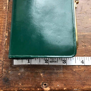 Vintage Leather Clutch / Wallet from Saks Fifth Avenue with built in Timer. Forest Green Leather. - Scotch Street Vintage