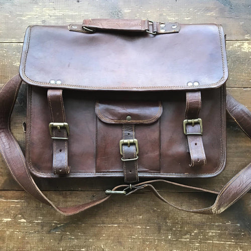 Vintage Leather Satchel Briefcase. Brown Leather Attache. Unique Backpack. Office Decor. Graduation Gift. Fathers Day Gift. Gift for Him. - Scotch Street Vintage