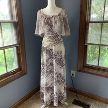 Load image into Gallery viewer, Vintage Maxi Dress with Floral Design and Chiffon Capelet. Perfect Summer to Fall Dress. - Scotch Street Vintage