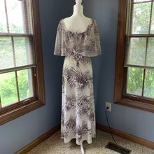 Load image into Gallery viewer, Vintage Maxi Dress with Floral Design and Chiffon Capelet. Perfect Summer to Fall Dress. - Scotch Street Vintage