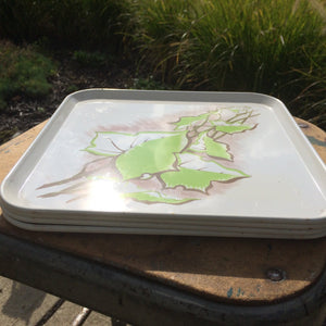 Vintage Metal Tray. Serving Tray with Green Leaf Pattern. Serving Pattern. Home Decor. Kitchen Decoration. Platter. - Scotch Street Vintage