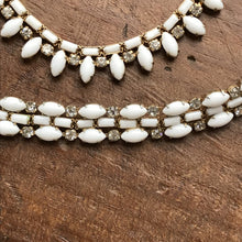 Load image into Gallery viewer, Vintage Milk Glass and Rhinestone Necklace and Bracelet set by Hattie Carnegie. - Scotch Street Vintage