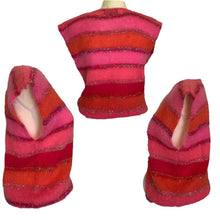 Load image into Gallery viewer, Vintage Mohair Sweater with Red Pink and Orange Striped Color Blocking. Circa 1980s - Scotch Street Vintage