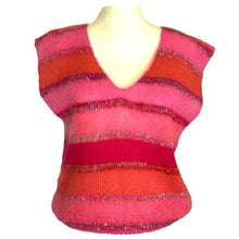 Load image into Gallery viewer, Vintage Mohair Sweater with Red Pink and Orange Striped Color Blocking. Circa 1980s - Scotch Street Vintage