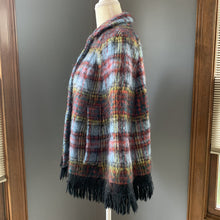 Load image into Gallery viewer, Vintage Mohair Wool Poncho or Jacket in Blue and Red Plaid from Strathtay Originals of Scotland. - Scotch Street Vintage