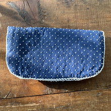Load image into Gallery viewer, Vintage Navy Blue Clutch with White Beading in a Floral Pattern by Saks Fifth Avenue. - Scotch Street Vintage