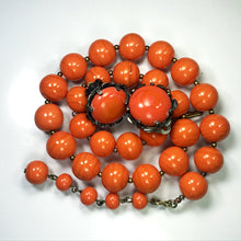 Load image into Gallery viewer, Vintage Nettie Rosenstein Orange Glass Beaded Necklace and Earring Set. Collectable Costume Jewelry. - Scotch Street Vintage