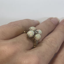 Load image into Gallery viewer, Vintage Opal and Diamond Statement Ring set in Yellow Gold. October Birthstone. 1950s Estate Jewelry - Scotch Street Vintage