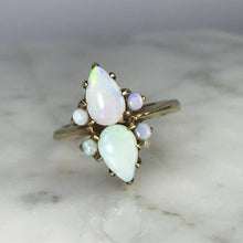 Load image into Gallery viewer, Vintage Opal Cluster Ring in 14k Yellow Gold. October Birthstone. 14th Anniversary Gift. - Scotch Street Vintage