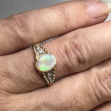 Load image into Gallery viewer, Vintage Opal Diamond Engagement Ring. 14K Gold. October Birthstone. 14th Anniversary. - Scotch Street Vintage