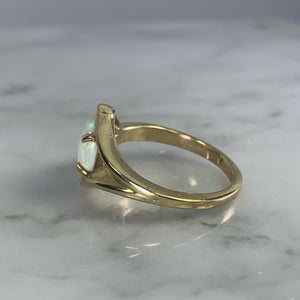 Vintage Opal Engagement Ring. 14K Yellow Gold. October Birthstone. 14th Anniversary. Estate Jewelry. - Scotch Street Vintage