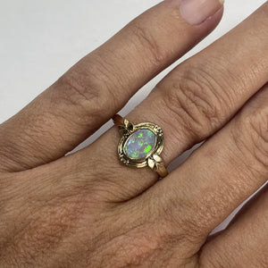 Vintage Opal Ring set in a 10K Yellow. Unique Engagement Ring or Graduation Gift. October Birthstone. - Scotch Street Vintage
