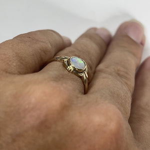 Vintage Opal Ring set in a 10K Yellow. Unique Engagement Ring or Graduation Gift. October Birthstone. - Scotch Street Vintage