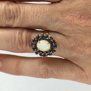 Vintage Opal Spinel Engagement Ring. 18K Yellow Gold. October Birthstone. 14th Anniversary. - Scotch Street Vintage