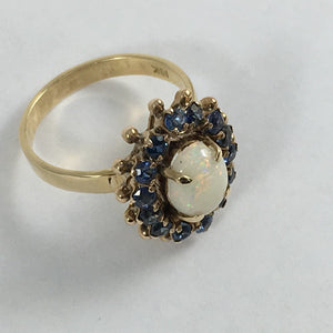 Vintage Opal Spinel Engagement Ring. 18K Yellow Gold. October Birthstone. 14th Anniversary. - Scotch Street Vintage
