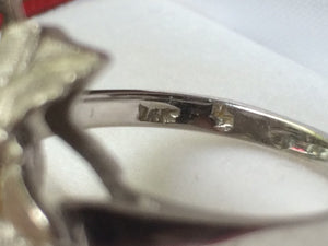 Vintage Pearl Art Nouveau Flower Ring. 14K White Gold. June Birthstone. 4th Anniversary. - Scotch Street Vintage