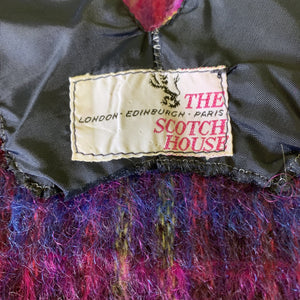 Vintage Pink Plaid Mohair Wool Poncho Vest. Perfect for Fall and Winter Fashion Accessory. - Scotch Street Vintage