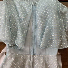 Load image into Gallery viewer, Vintage Polka Dot Dress and Capelet by Miss Elliette. Classic Baby Blue with White Polka Dots. - Scotch Street Vintage