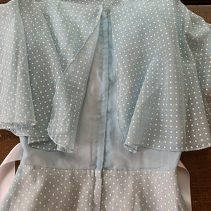 Vintage Polka Dot Dress and Capelet by Miss Elliette. Classic Baby Blue with White Polka Dots. - Scotch Street Vintage