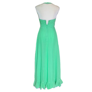 Vintage Polka Dot Sundress and Capelet by Miss Elliette. Green & White Polka Dots Halter Dress. - Scotch Street Vintage