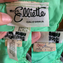 Load image into Gallery viewer, Vintage Polka Dot Sundress and Capelet by Miss Elliette. Green &amp; White Polka Dots Halter Dress. - Scotch Street Vintage