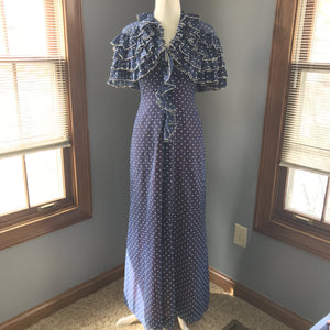 Vintage Polka Dot Sundress and Capelet by Phyllis Sues for Saks Fifth Avenue. Navy Blue and White - Scotch Street Vintage