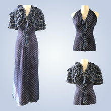 Load image into Gallery viewer, Vintage Polka Dot Sundress and Capelet by Phyllis Sues for Saks Fifth Avenue. Navy Blue and White - Scotch Street Vintage
