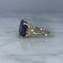 Load image into Gallery viewer, Vintage Purple Sapphire and Ruby Statement Ring in a 10k Yellow Gold. 1970s Sustainable Estate Jewelry. - Scotch Street Vintage