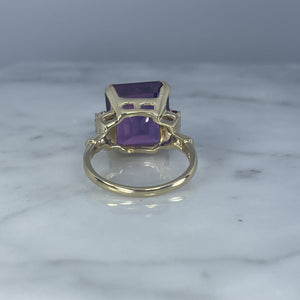 Vintage Purple Sapphire and Ruby Statement Ring in a 10k Yellow Gold. 1970s Sustainable Estate Jewelry. - Scotch Street Vintage