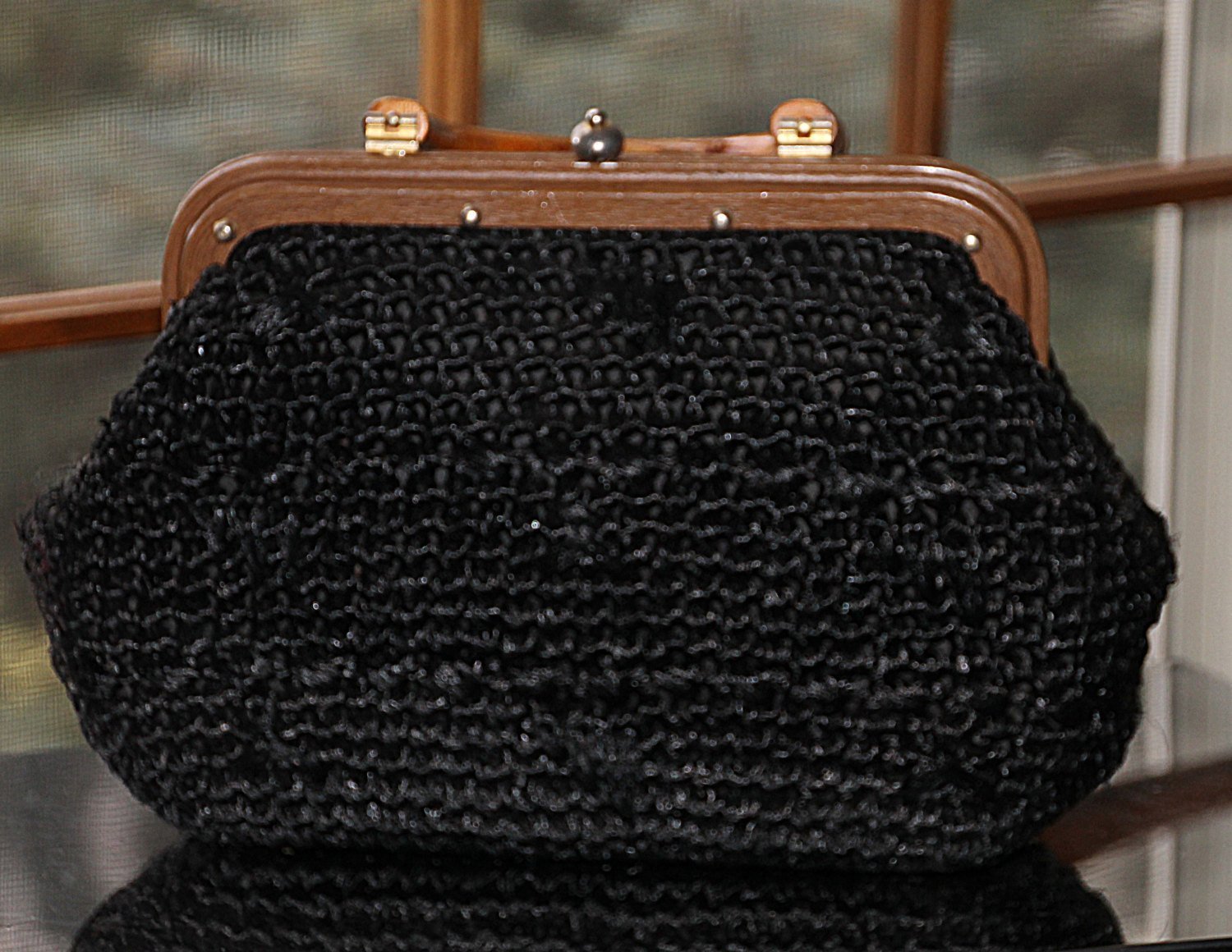 vintage purse bag handbag italian black straw woven box purse with wooden handle