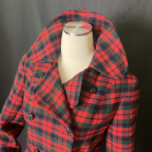 Vintage Red Christmas Plaid Wool Coat by Pendleton. Warm Stylish Winter Coat. 1950s Fashion. - Scotch Street Vintage